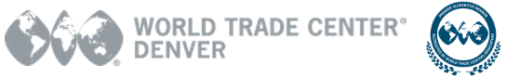 World Trade Center Denver logo with globe design on the left and certification emblem on the right