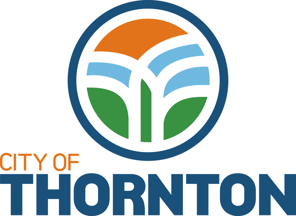 City of Thornton logo with colorful abstract landscape design